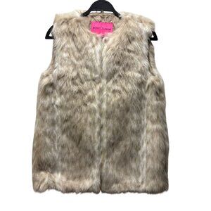 Betsey Johnson Faux Fur Vest Size M Beige Tan
